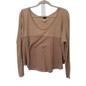 Free People Long Sleeve Top in Tan and Brown
